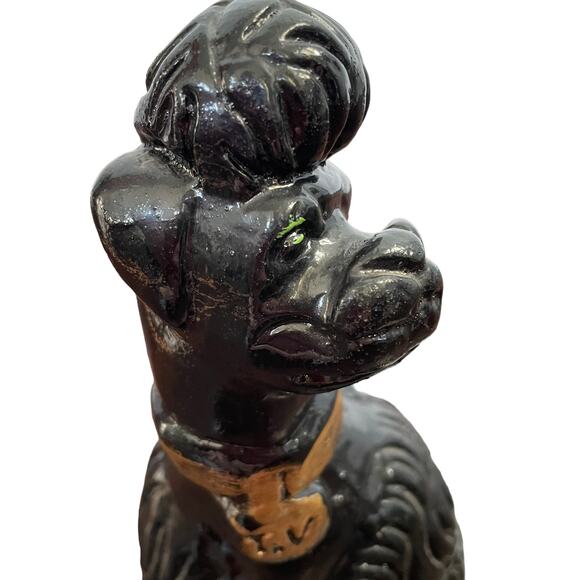 Chalkware Poodle Ashtray Large Black Dog Trinket Vtg Mid Century Kitschy READ - Picture 8 of 16